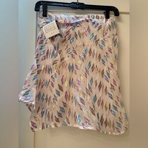 IRO Asymmetrical White Silk Skirt with Multicolor Diamond Pattern - FR 34 - NWT